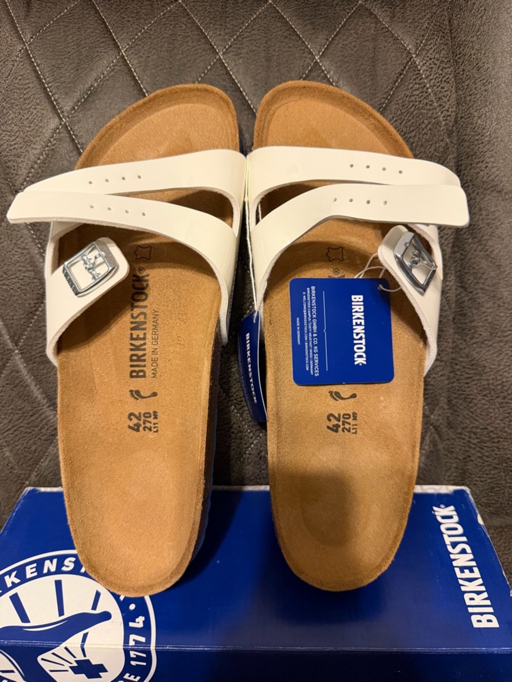 Birkenstock Ibiza White Leather Women Sandals 1000570 Sz 11 Narrow EU42 Men 9